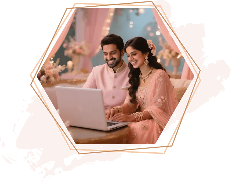 Wedding couple portrait illustration